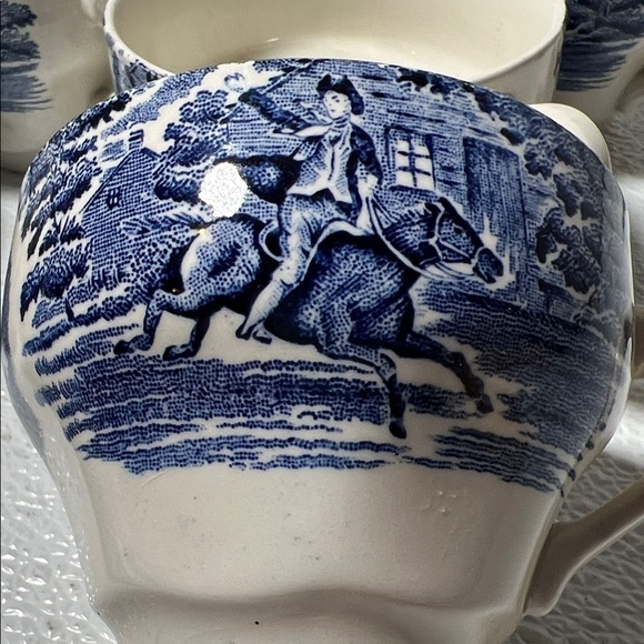 Vintage 1975 Liberty Blue 3.5" Teacup Historic Paul Revere-Set of 11 - Picture 2 of 5